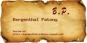 Bergenthal Patony névjegykártya